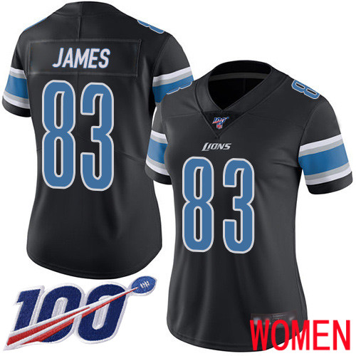 Detroit Lions Limited Black Women Jesse James Jersey NFL Football 83 100th Season Rush Vapor Untouchable